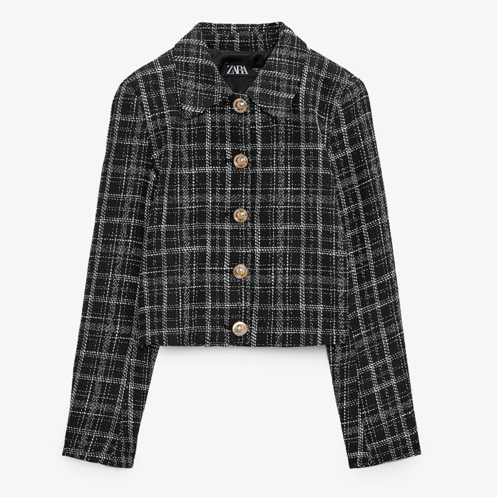 Zara textured plaid jacket